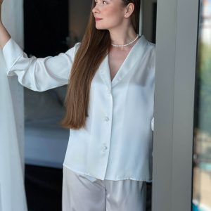 ANGEL COLLECTION - Hodvábna košeľa s dlhým rukávom