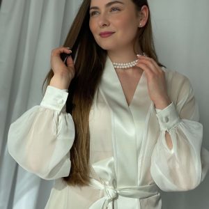 Svadobný hodvábny župan dlhý