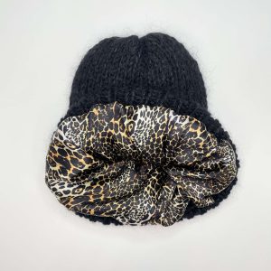 Vlnená čiapka s hodvábnou podšívkou Black/Leo